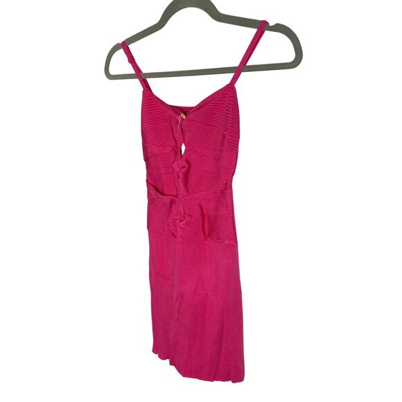 Cult Gaia Zenda Knotted Rib Knit Dress Cut Out Adjustable Strap Rose Pink Size S - Picture 4 of 11
